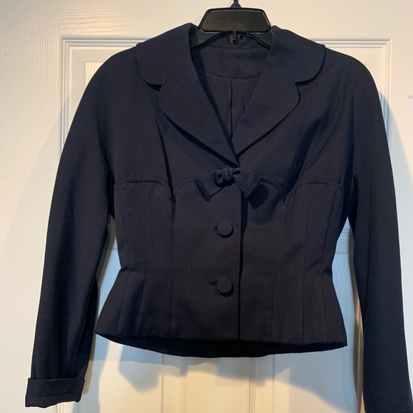 1940s/50s Vintage Tailored Wsist Jacket, Navy Blue, size small - Picture 3 of 6